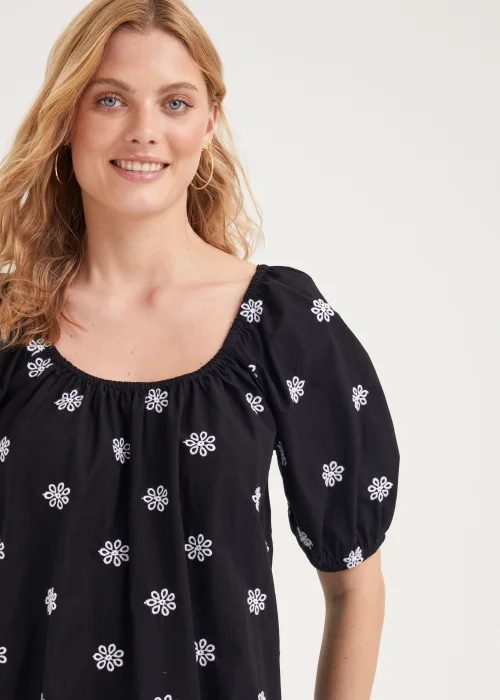 Black Embroidered Mini Dress - 8 Image 3