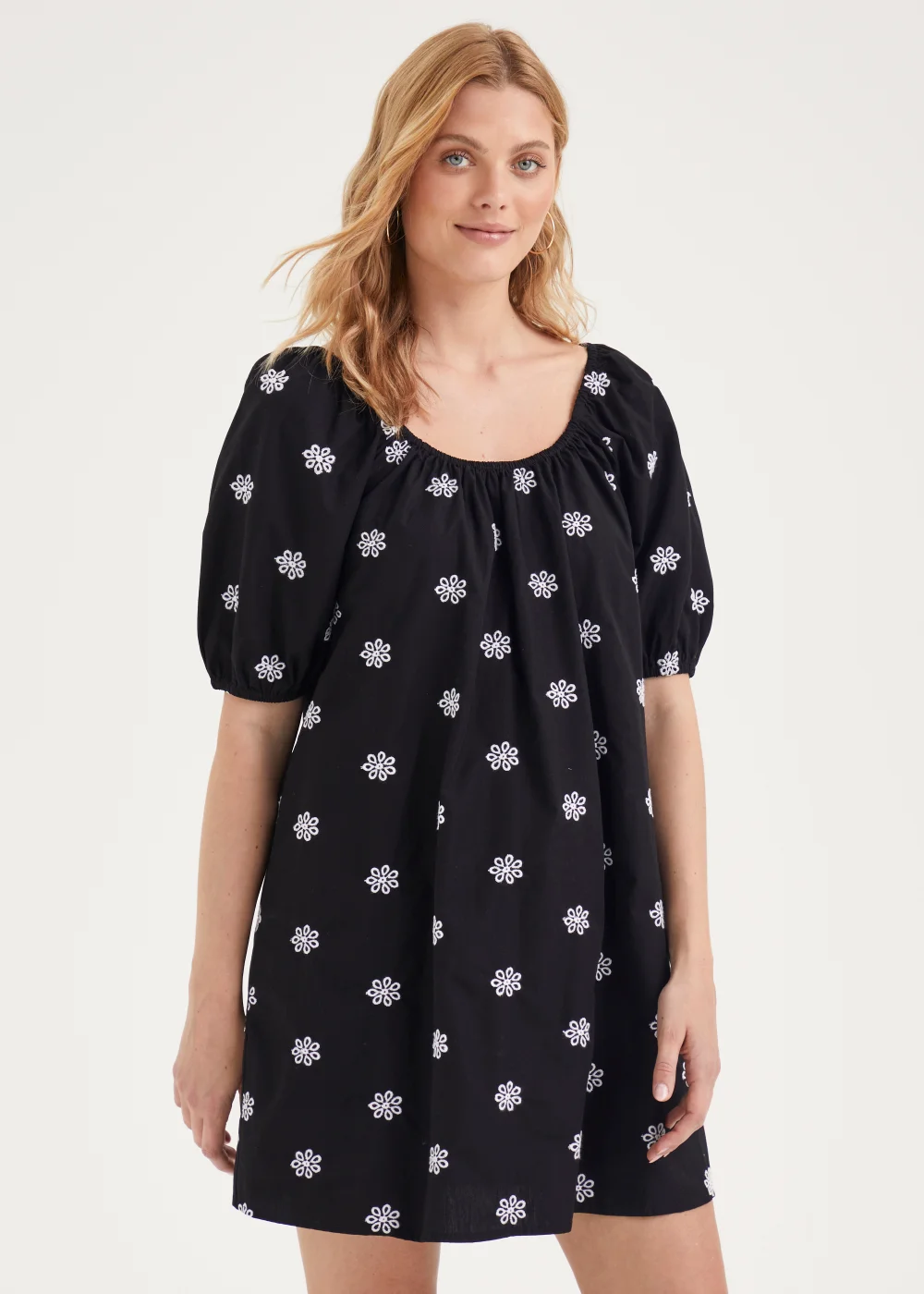 Black Embroidered Mini Dress - 8 Image 1