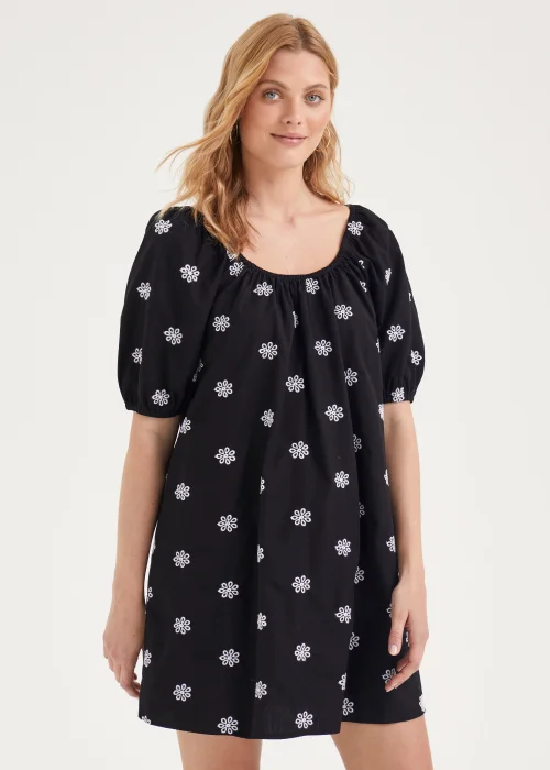 Black Embroidered Mini Dress - 8 Image 1