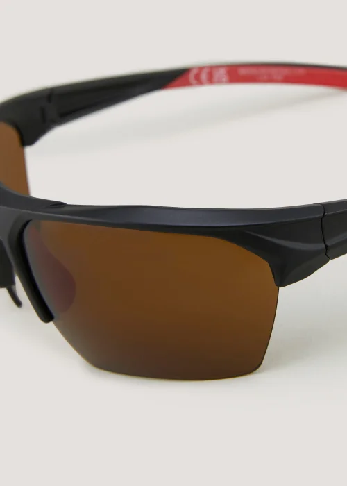 Black Wrap Sports Sunglasses - One Size Image 2