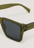 Green Reflective Lens Sunglasses - One Size Image 2