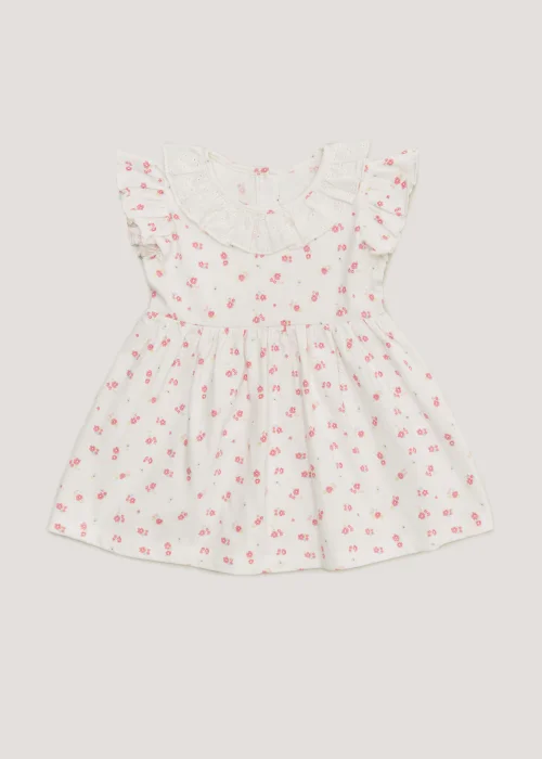 Baby Cream Floral Jersey Dress (Newborn-23mths) - Newborn Image 1