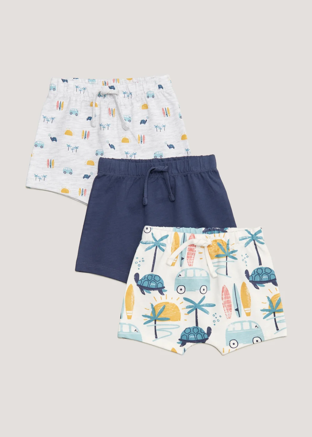Baby 3 Pack Hawaiian Turtle Shorts (Newborn-23mths) - Newborn Image 1