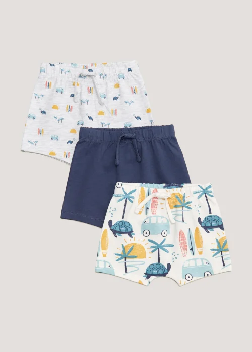 Baby 3 Pack Hawaiian Turtle Shorts (Newborn-23mths) - Newborn Image 1