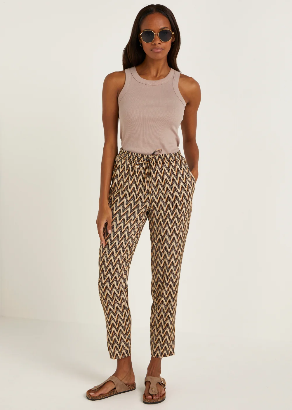 Multicoloured Zigzag Tapered Trousers - 8 Image 4