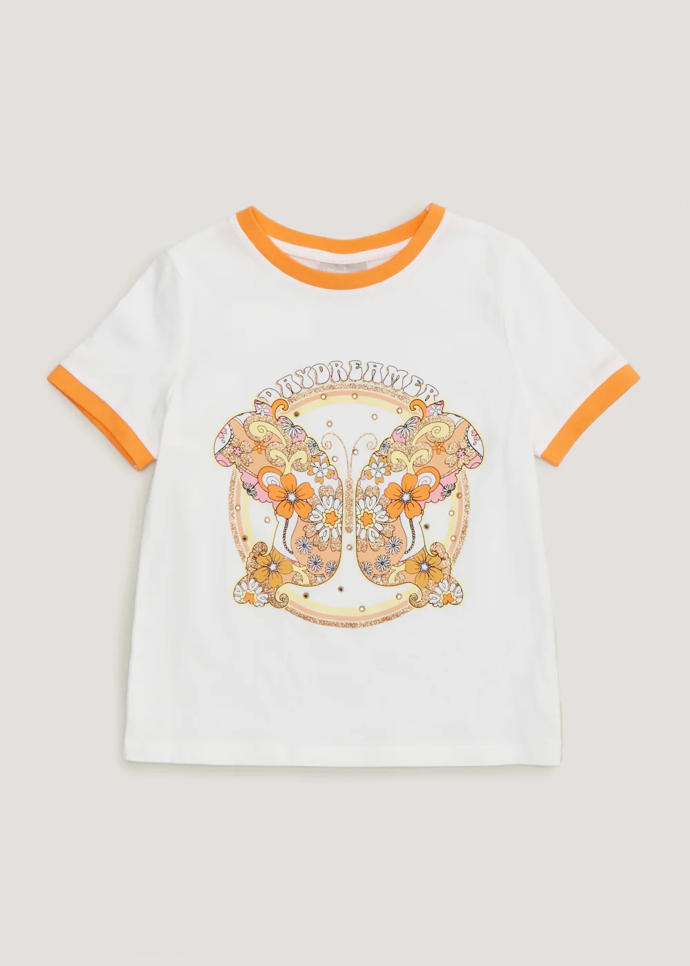 Girls Cream Retro Butterfly T-Shirt (3-14yrs) - 4 Yrs Image 1