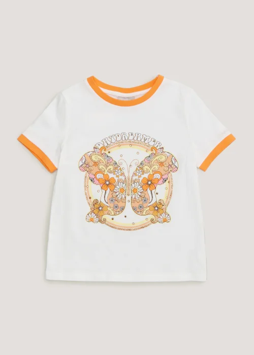 Girls Cream Retro Butterfly T-Shirt (3-14yrs) - 4 Yrs Image 1