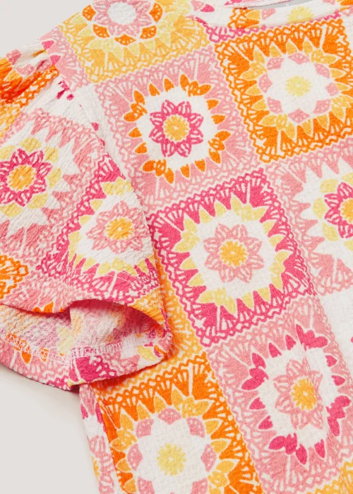 Girls Orange Crochet Print Crinkle Top (3-14yrs) - 4 Yrs Image 2