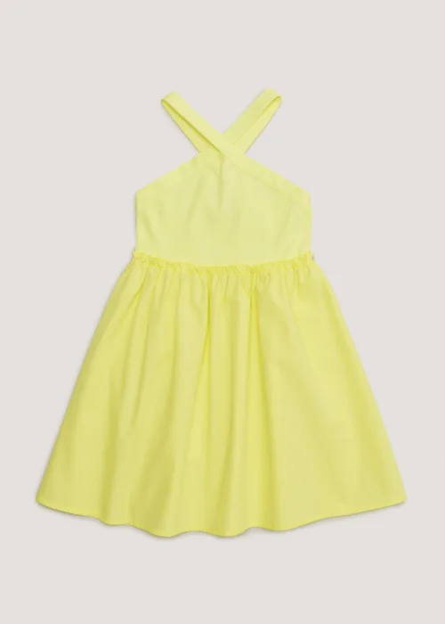 Girls Yellow Cross Neck Poplin Dress (4-13yrs) - 4 Yrs Image 1