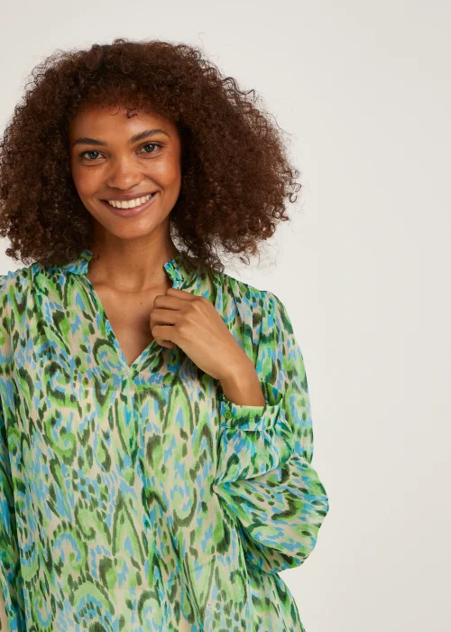 Green Print Chiffon Blouse - 8 Image 3