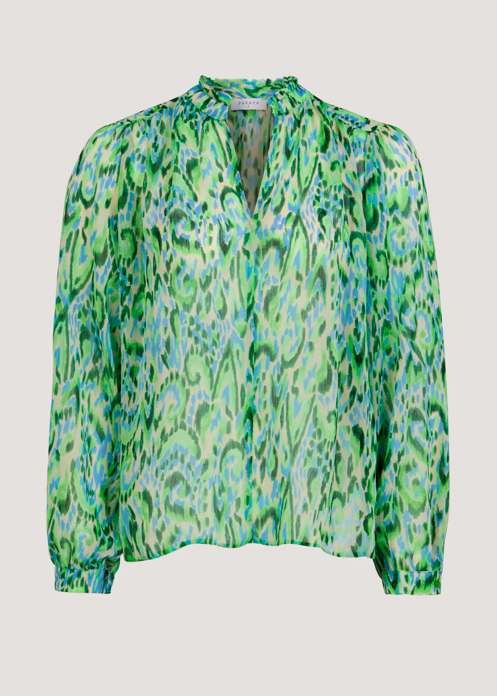 Green Print Chiffon Blouse - 8 Image 5
