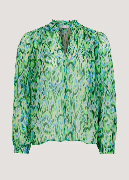 Green Print Chiffon Blouse - 8 Image 5