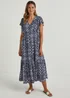 Papaya Petite Navy Tile Print Crinkle Midi Dress - 6 Image 1