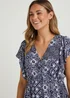 Papaya Petite Navy Tile Print Crinkle Midi Dress - 6 Image 3