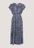 Papaya Petite Navy Tile Print Crinkle Midi Dress - 6 Image 5