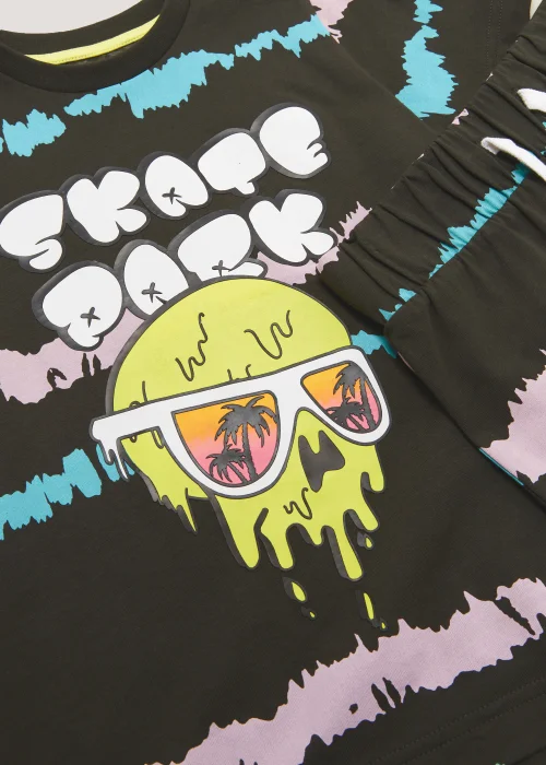 Boys Navy Tie Dye Skull Print Short Pyjama Set (4-13yrs) - Age 4 Years Image 2