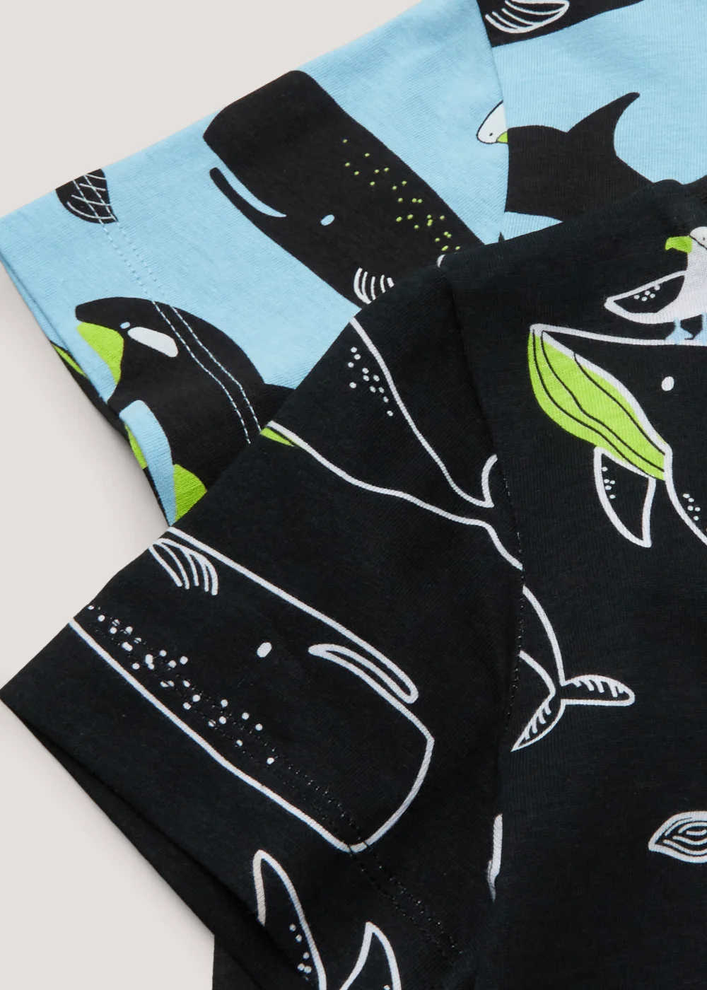 Boys 2 Pack Black Whale Print Short Pyjama Sets (9mths-5yrs) - Age 9 - 12 Months Image 2