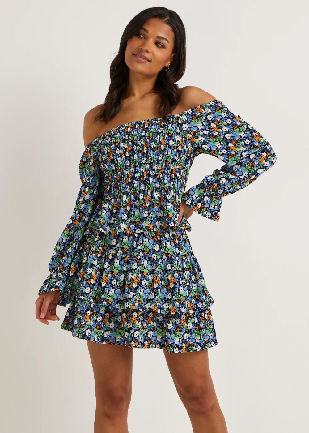 JDY Lotus Multicoloured Floral Print Layer Co-Ord Skirt - S - UK 8 Image 1