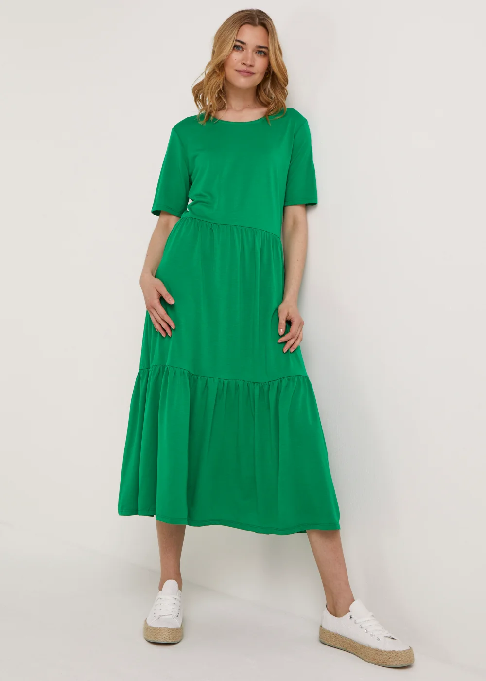 JDY Green Tiered Dress - 8 Image 4