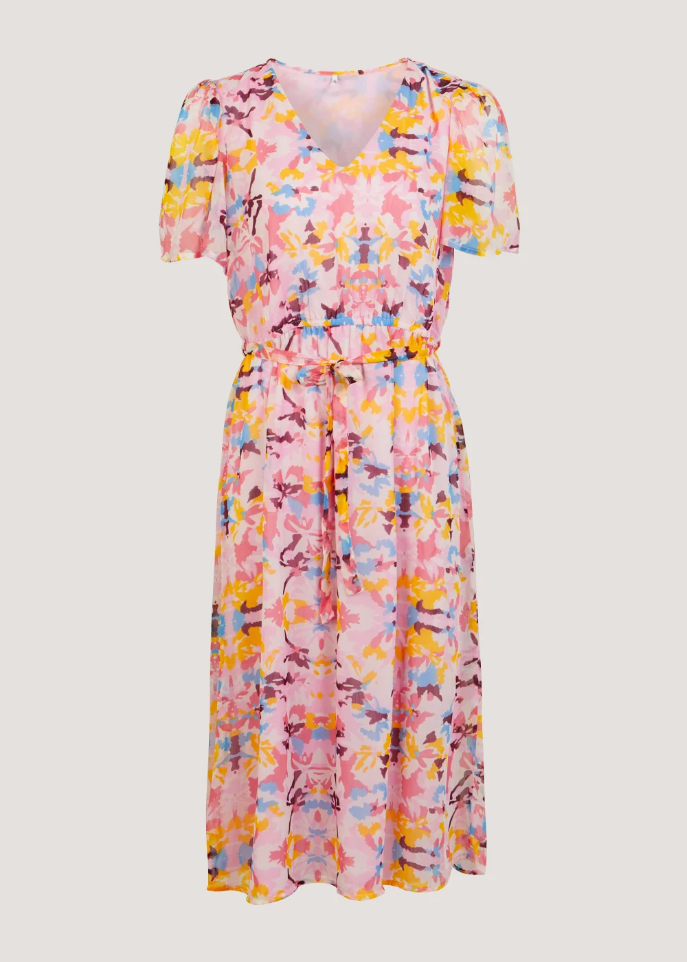 JDY Summer Pink Print Short Sleeve Midi Dress - 8 Image 5