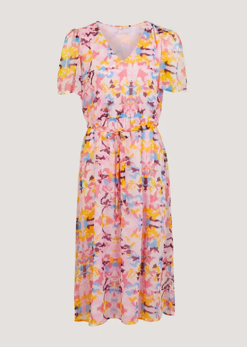 JDY Summer Pink Print Short Sleeve Midi Dress - 8 Image 5