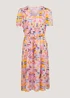 JDY Summer Pink Print Short Sleeve Midi Dress - 8 Image 5