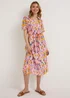 JDY Summer Pink Print Short Sleeve Midi Dress - 8 Image 4