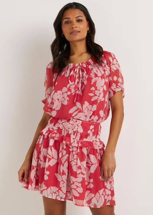 JDY Summer Red Print Co-Ord Mini Skirt - 8 Image 1