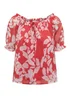 JDY Summer Red Print Short Sleeve Co-Ord Top - S - UK 8 Image 5