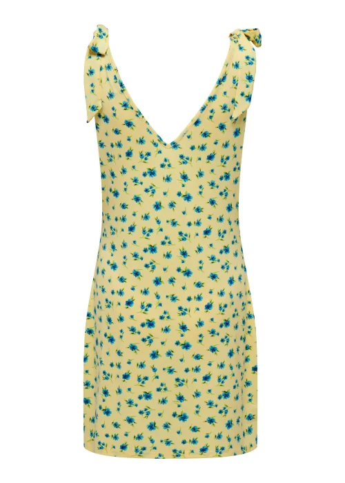 JDY Yellow Flower Print Bow Mini Dress - 10 Image 2
