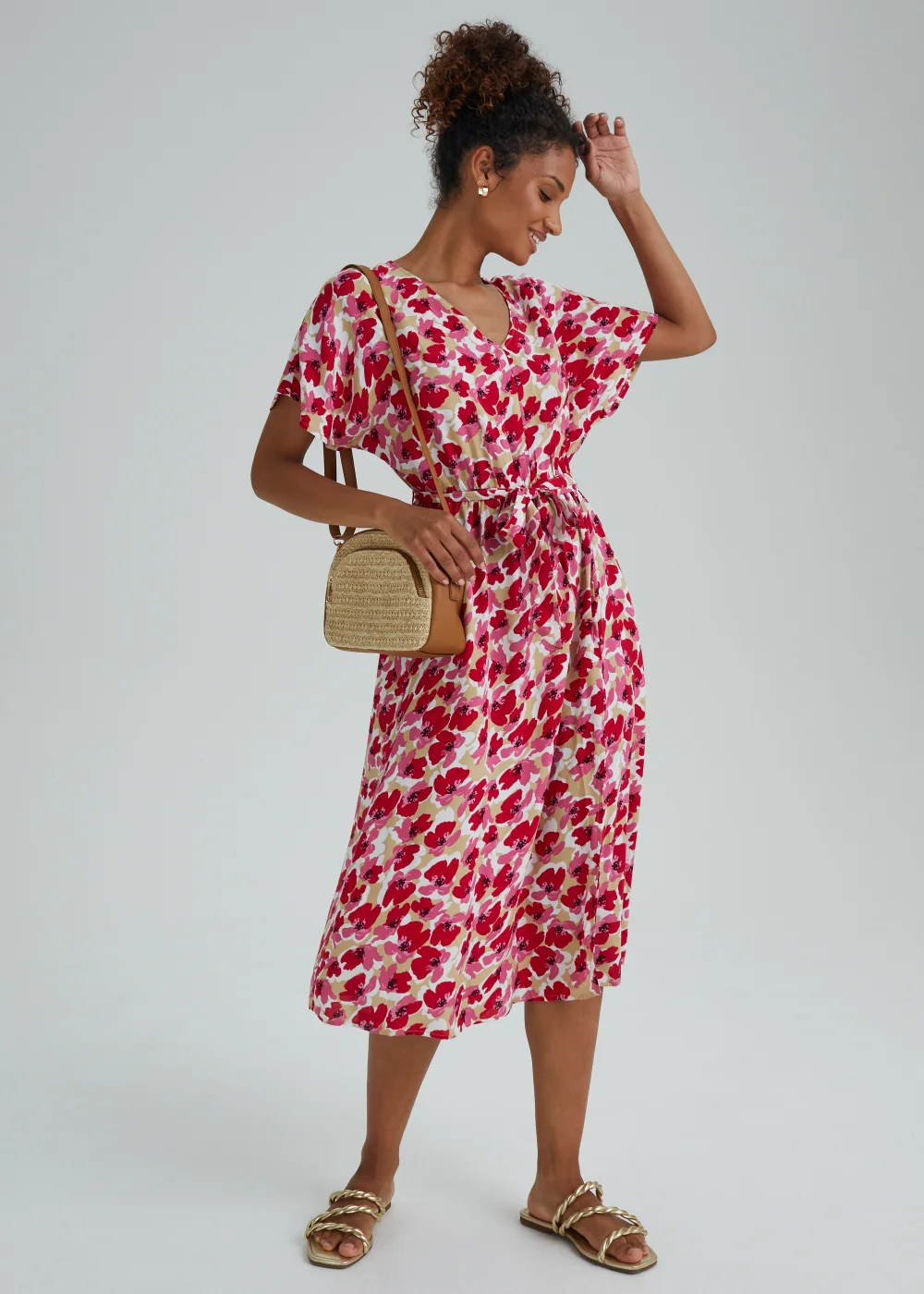 JDY Pink Floral Print String Midi Dress - 8 Image 4