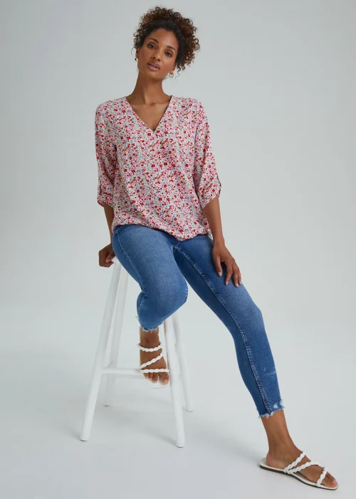 JDY Multicoloured Print 3/4 Sleeve Top - 8 Image 4