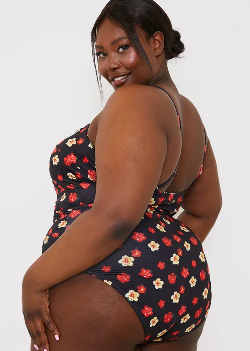 In the Style Jac Jossa Black Floral Ruched Swimsuit - 8 Image 8
