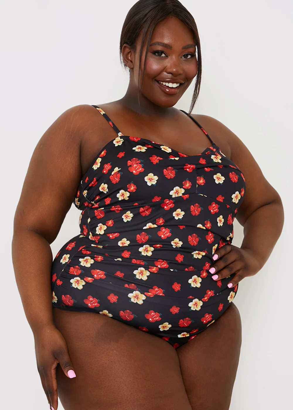 In the Style Jac Jossa Black Floral Ruched Swimsuit - 8 Image 7
