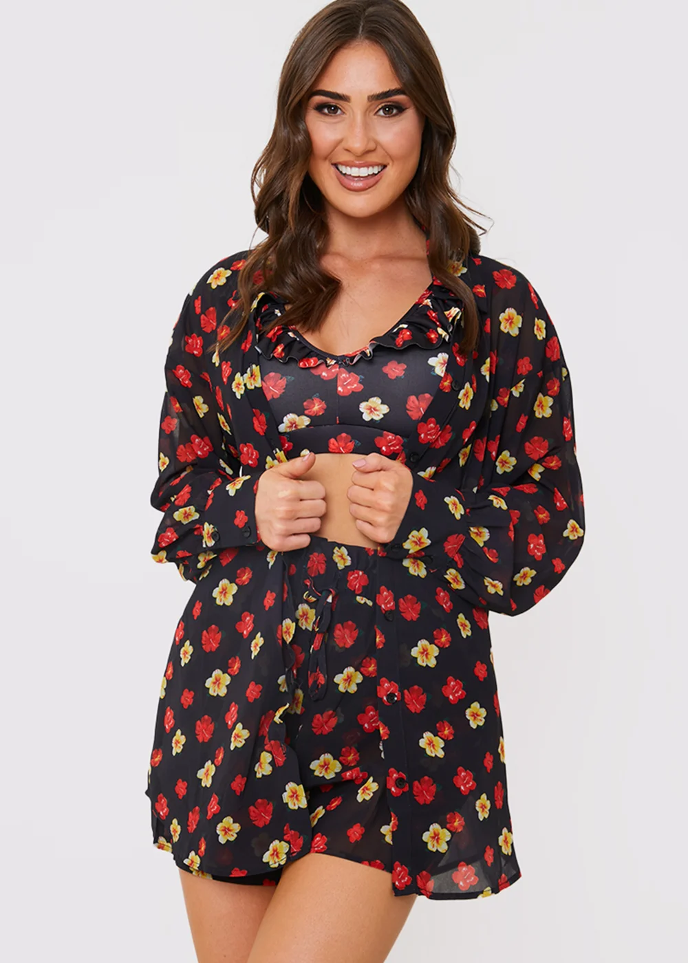 In the Style Jac Jossa Black Floral Print Co-Ord Shirt - 8 Image 3