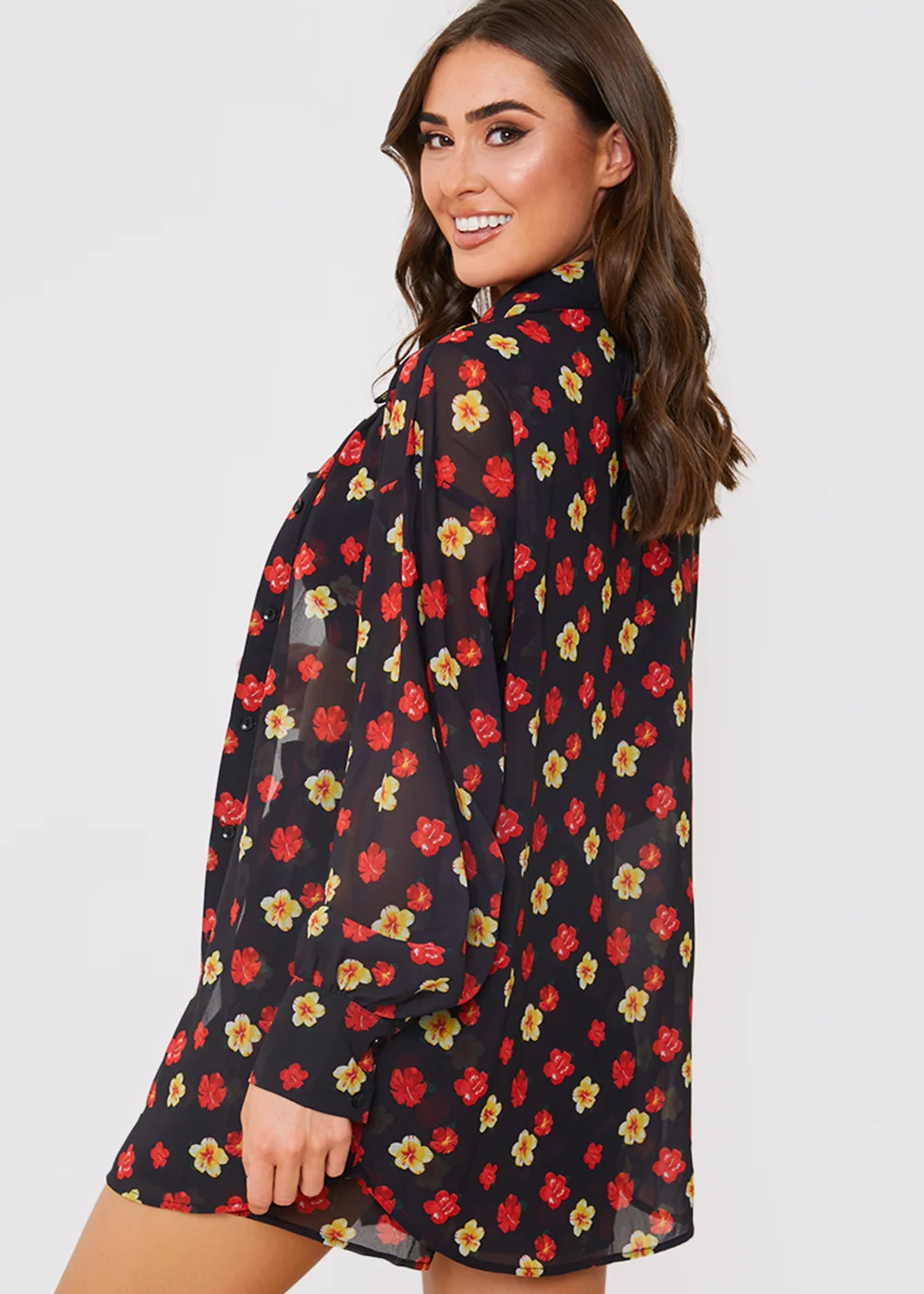 In the Style Jac Jossa Black Floral Print Co-Ord Shirt - 8 Image 6