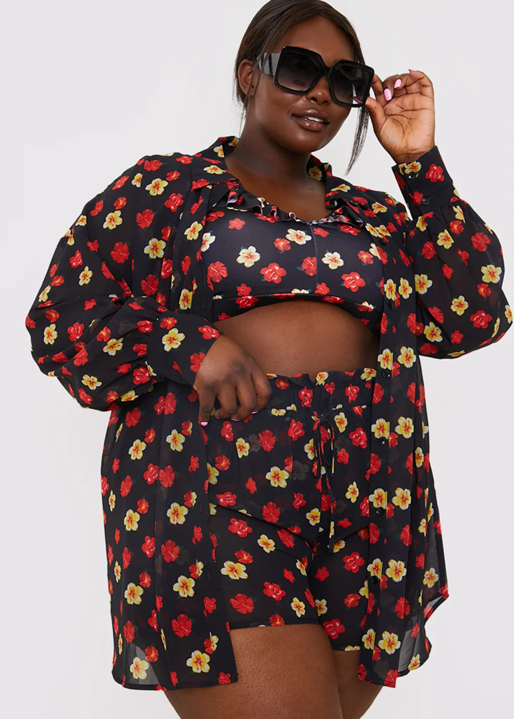In the Style Jac Jossa Black Floral Print Co-Ord Shirt - 8 Image 7