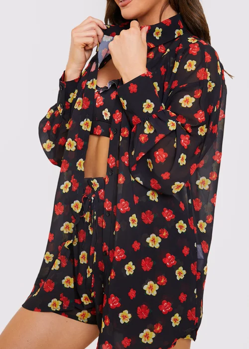 In the Style Jac Jossa Black Floral Print Co-Ord Shirt - 8 Image 5