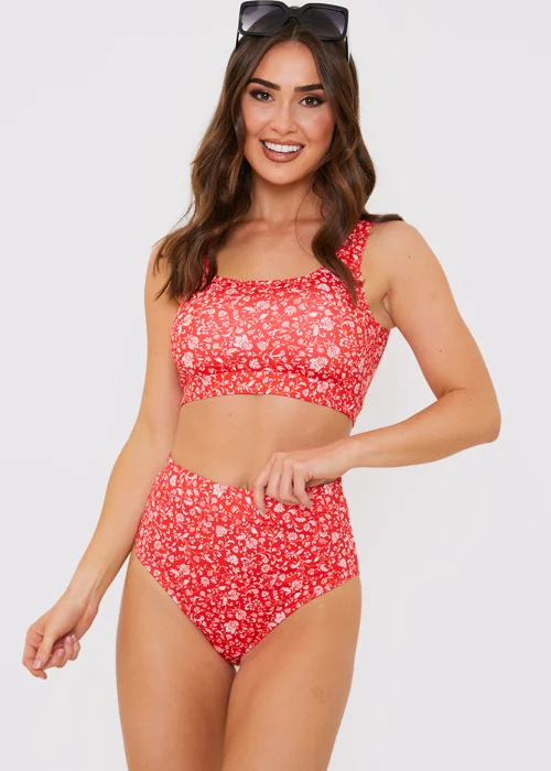 In the Style Jac Jossa Red Floral Bikini Bottoms - Size 8 Image 3