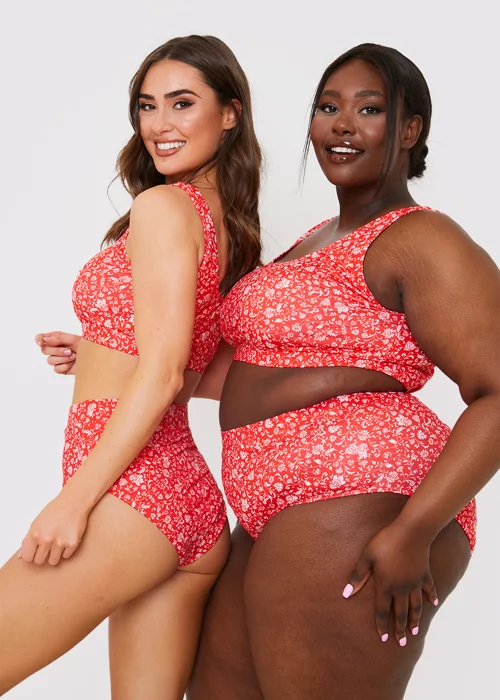 In the Style Jac Jossa Red Floral Bikini Bottoms - Size 8 Image 2