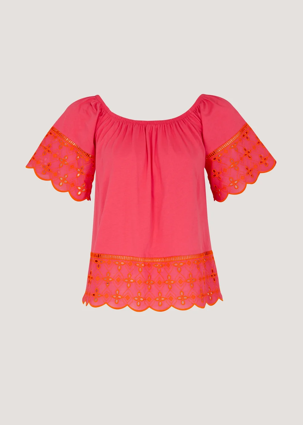 Pink Schiffli Bardot Top - Size 8 Image 5