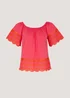 Pink Schiffli Bardot Top - Size 8 Image 5