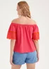 Pink Schiffli Bardot Top - Size 8 Image 2
