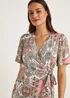 Multicoloured Scarf Print Wrap Midi Dress - 8 Image 3
