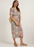 Multicoloured Scarf Print Wrap Midi Dress - 8 Image 4