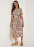 Multicoloured Scarf Print Wrap Midi Dress - 8 Image 1
