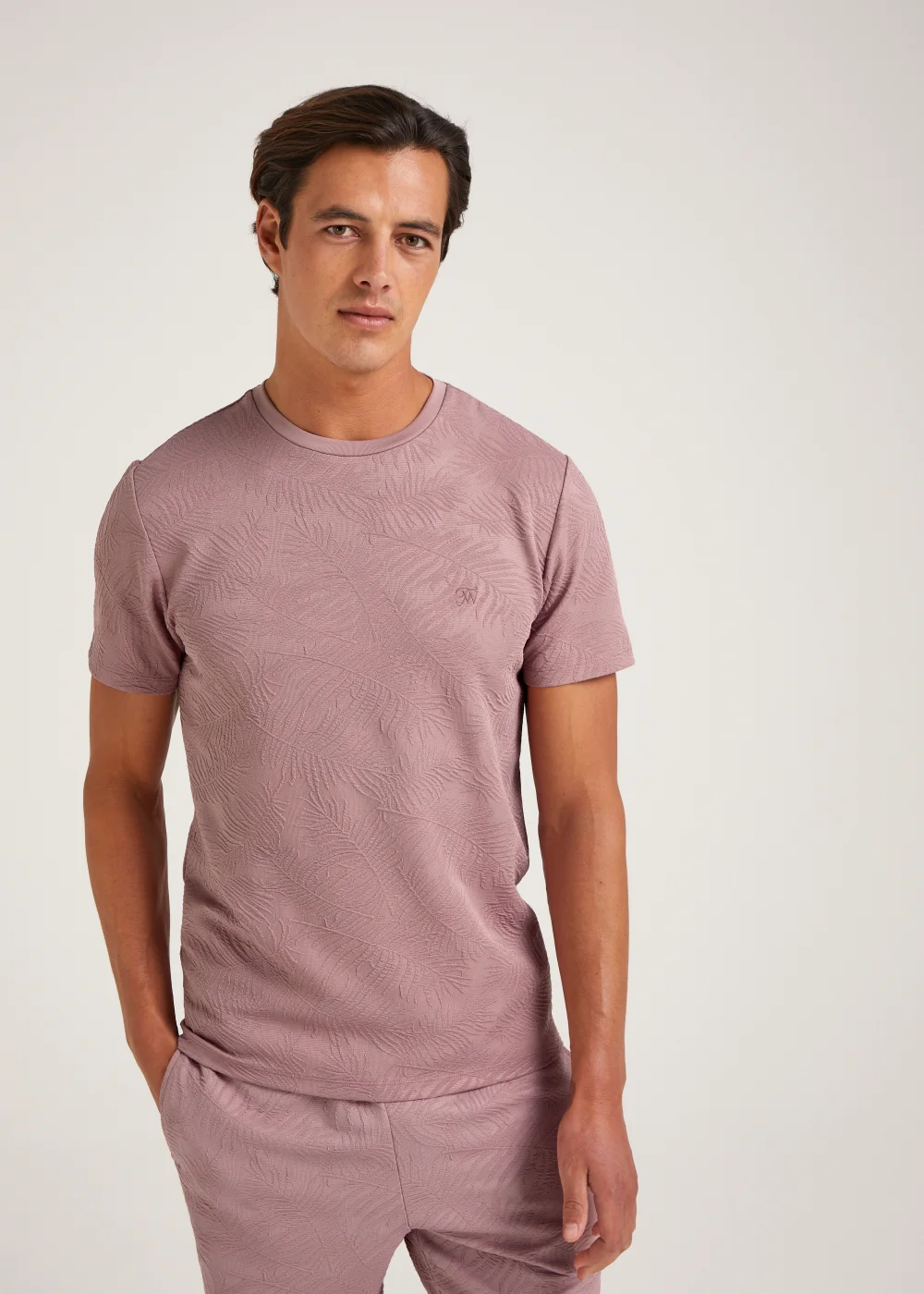 T&W Pink Leaf Print T-Shirt - S Image 3