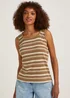 Brown Stripe Metallic Vest Top - Size 8 Image 1