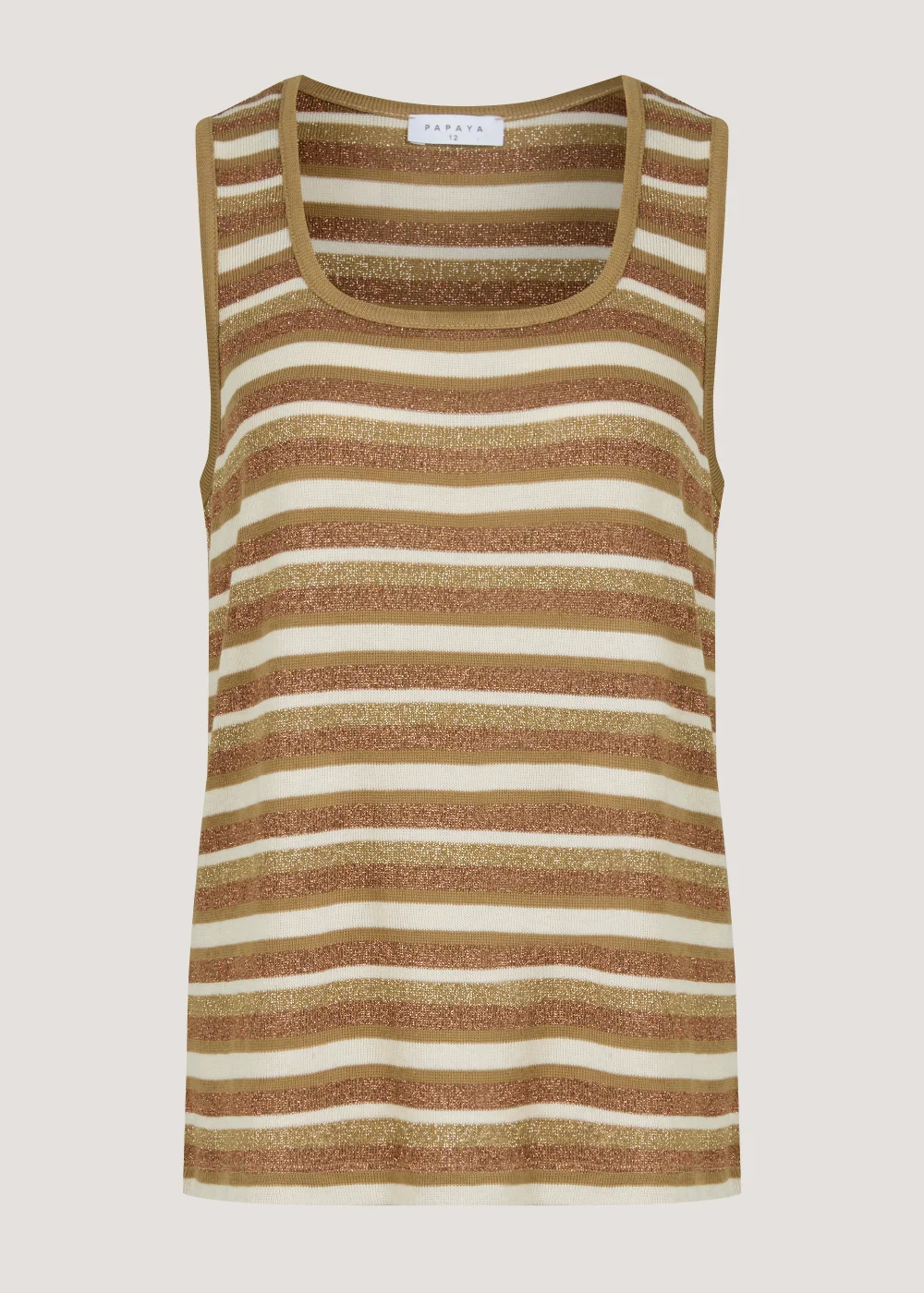 Brown Stripe Metallic Vest Top - Size 8 Image 5