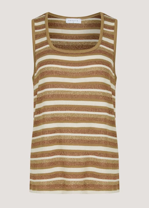 Brown Stripe Metallic Vest Top - Size 8 Image 5